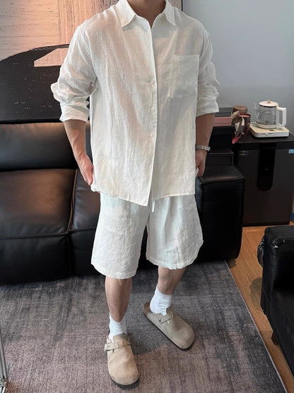 Men's Linen Shirt and Shorts Set