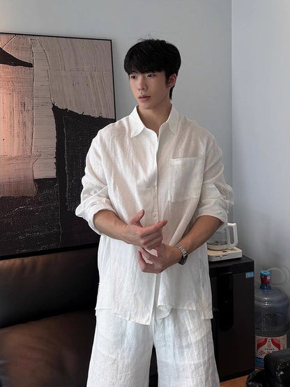 Men's Linen Shirt and Shorts Set