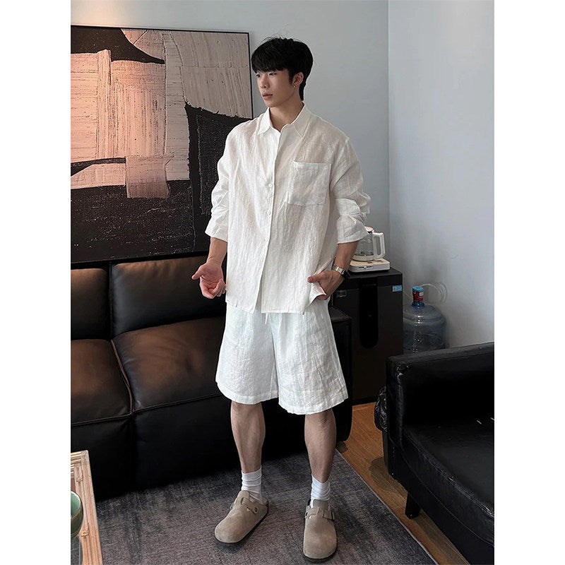 Men's Linen Shirt and Shorts Set