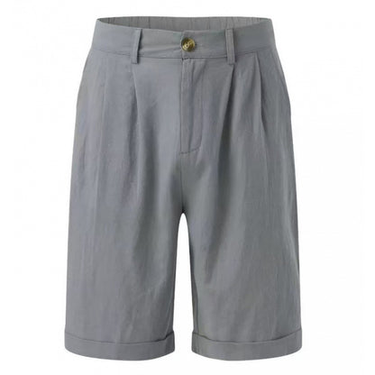 Men's Linen Shorts Summer Shorts Pleated Shorts