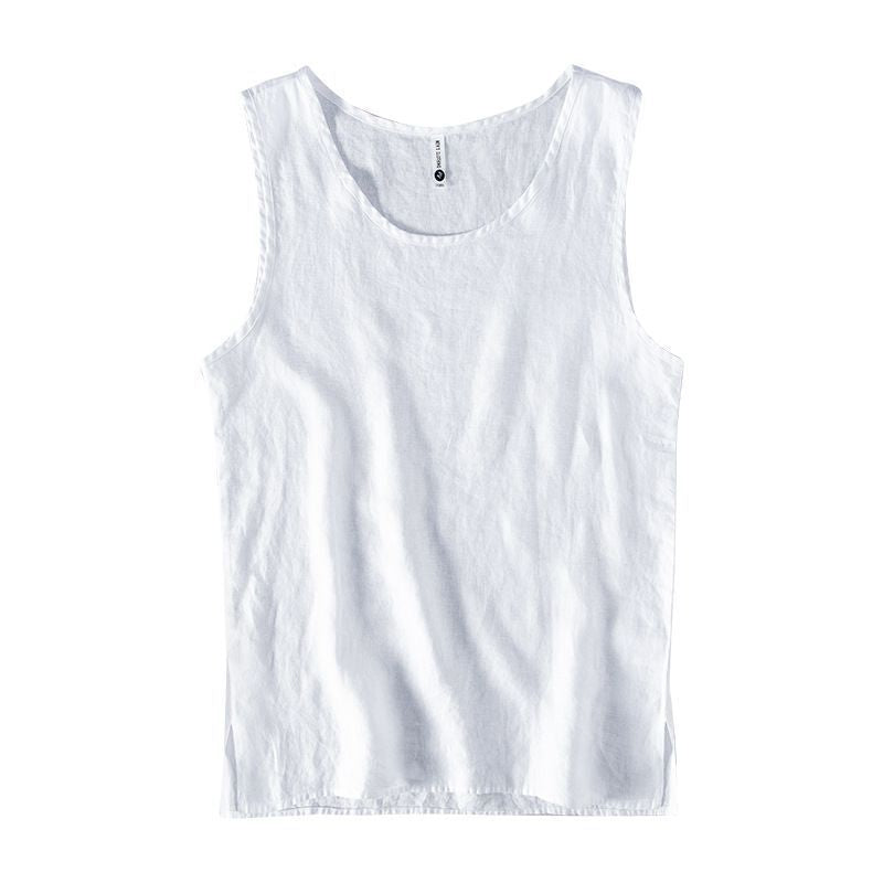 Men's Linen Sleeveless Vest Casual Round Neck