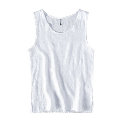 Men's Linen Sleeveless Vest Casual Round Neck