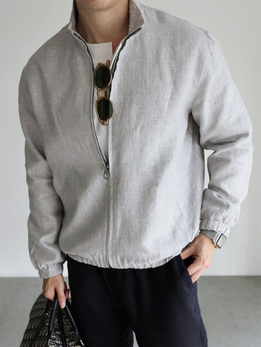 Men's Linen Stand Collar Casual Jacket