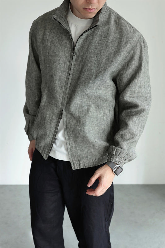 Men's Linen Stand Collar Casual Jacket