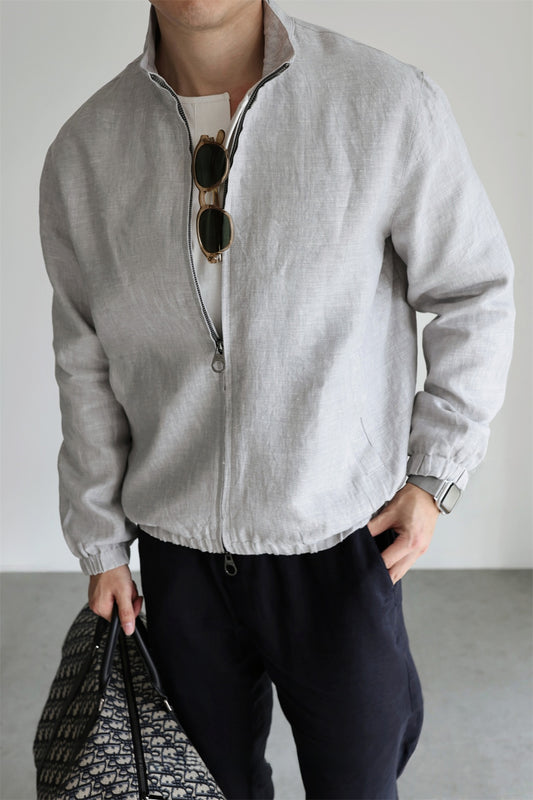 Men's Linen Stand Collar Casual Jacket