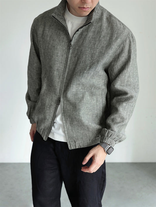 Men's Linen Stand Collar Casual Jacket
