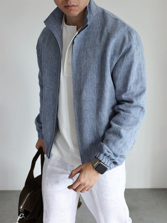 Men's Linen Stand Collar Casual Jacket