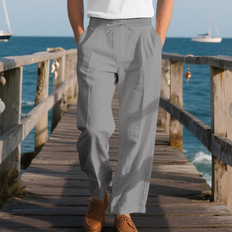 Men's Linen Wide-Leg Casual Trousers