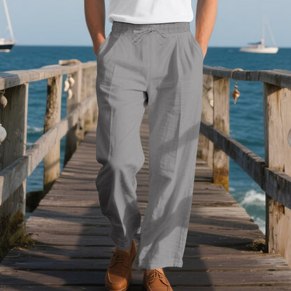 Men's Linen Wide-Leg Casual Trousers
