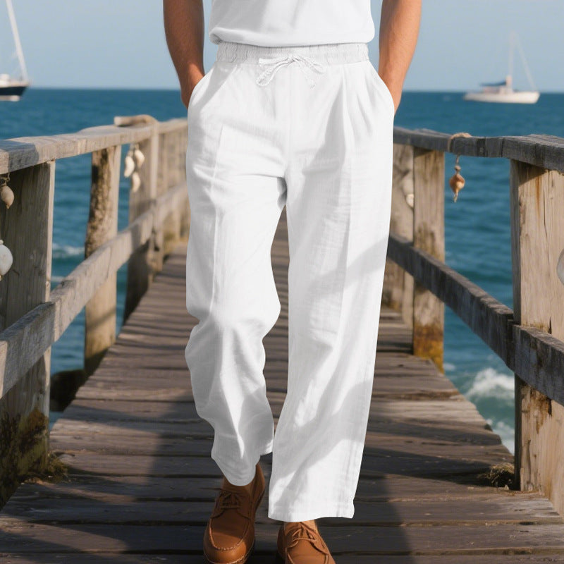 Men's Linen Wide-Leg Casual Trousers