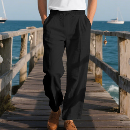Men's Linen Wide-Leg Casual Trousers
