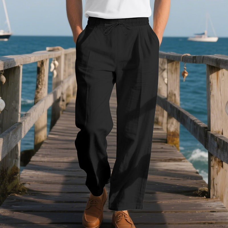 Men's Linen Wide-Leg Casual Trousers