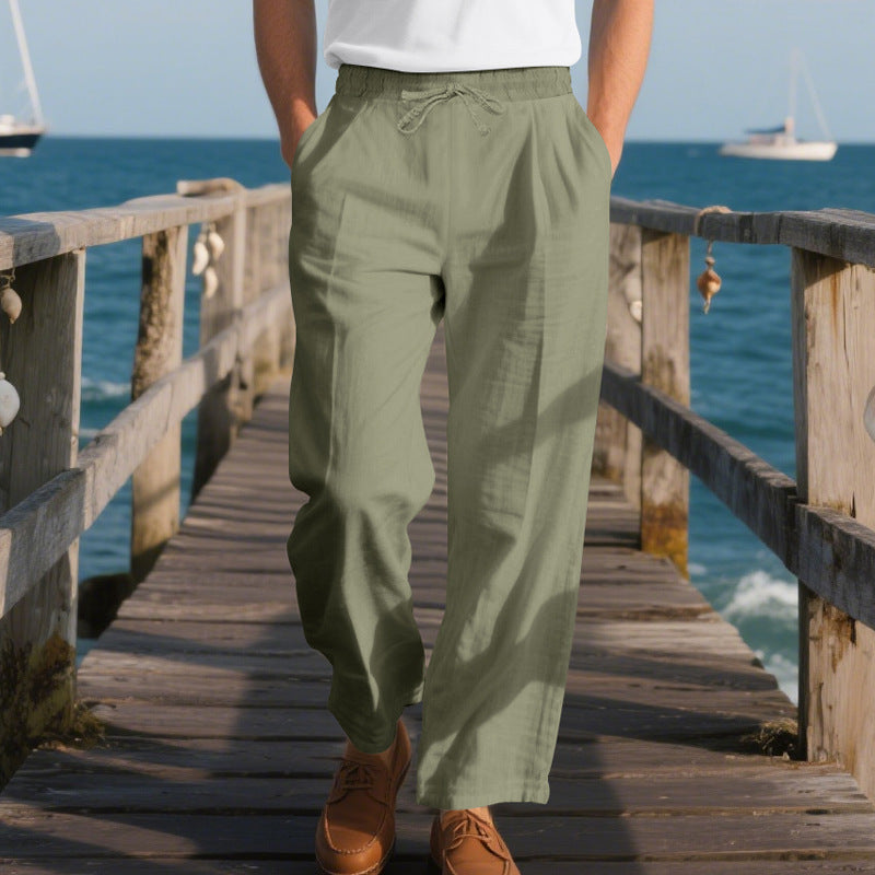 Men's Linen Wide-Leg Casual Trousers