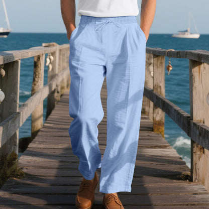 Men's Linen Wide-Leg Casual Trousers
