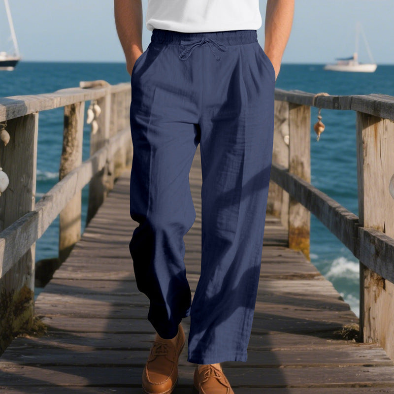Men's Linen Wide-Leg Casual Trousers