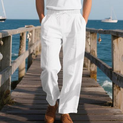 Men's Linen Wide-Leg Casual Trousers