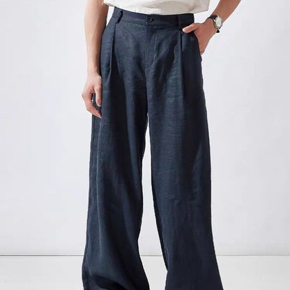 Men's Linen Wide-Leg Straight Pants