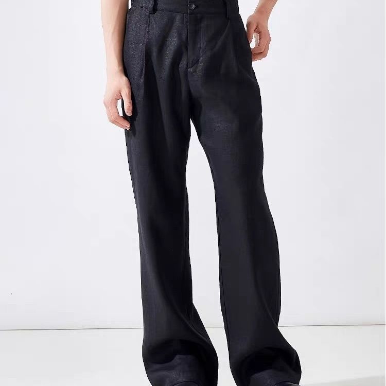 Men's Linen Wide-Leg Straight Pants