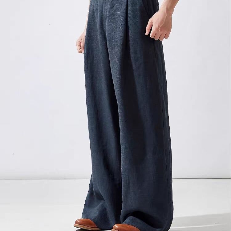 Men's Linen Wide-Leg Straight Pants