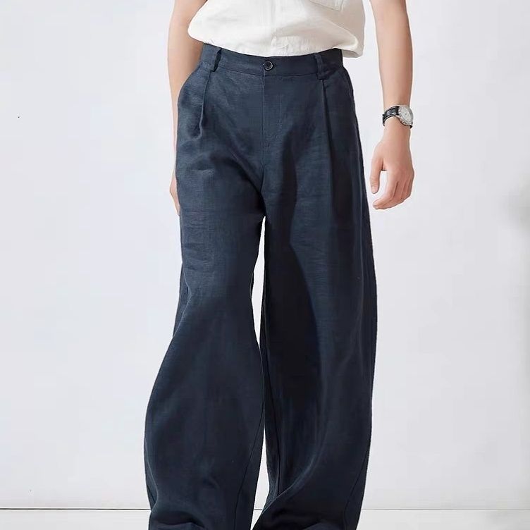 Men's Linen Wide-Leg Straight Pants