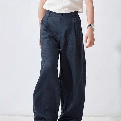 Men's Linen Wide-Leg Straight Pants