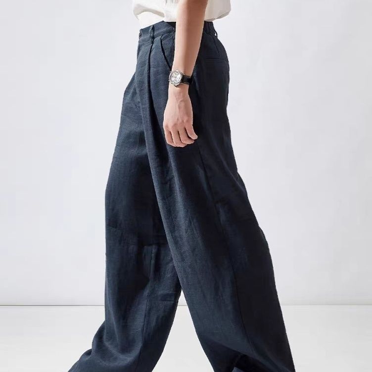 Men's Linen Wide-Leg Straight Pants