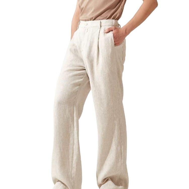 Men's Linen Wide-Leg Straight Pants