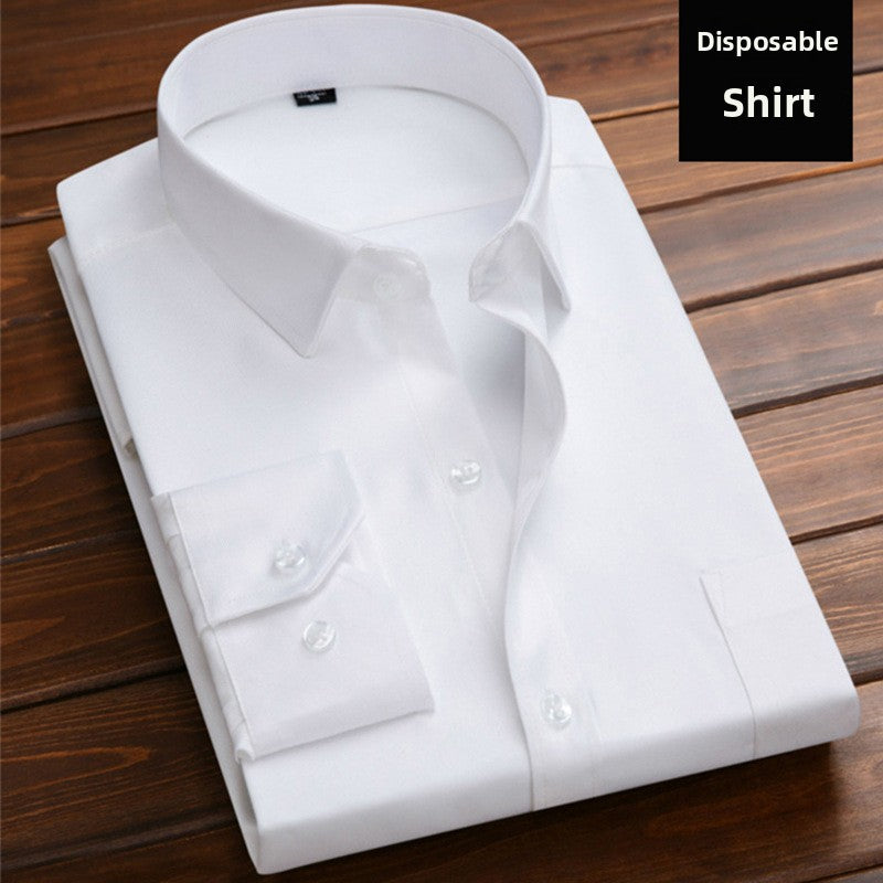 Men's long-sleeved disposable white shirt