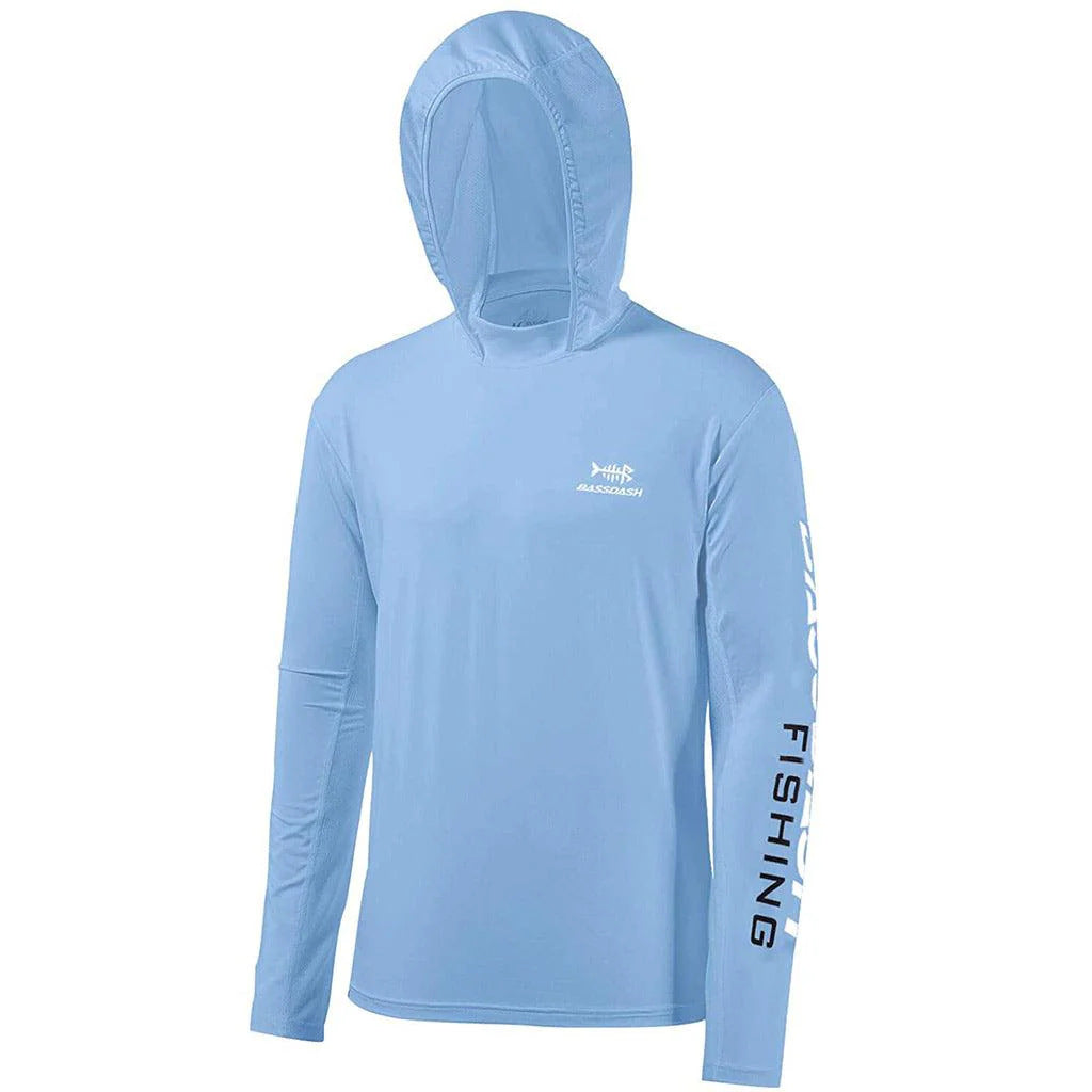 Men's long-sleeved hooded fishing shirt with UV protection
