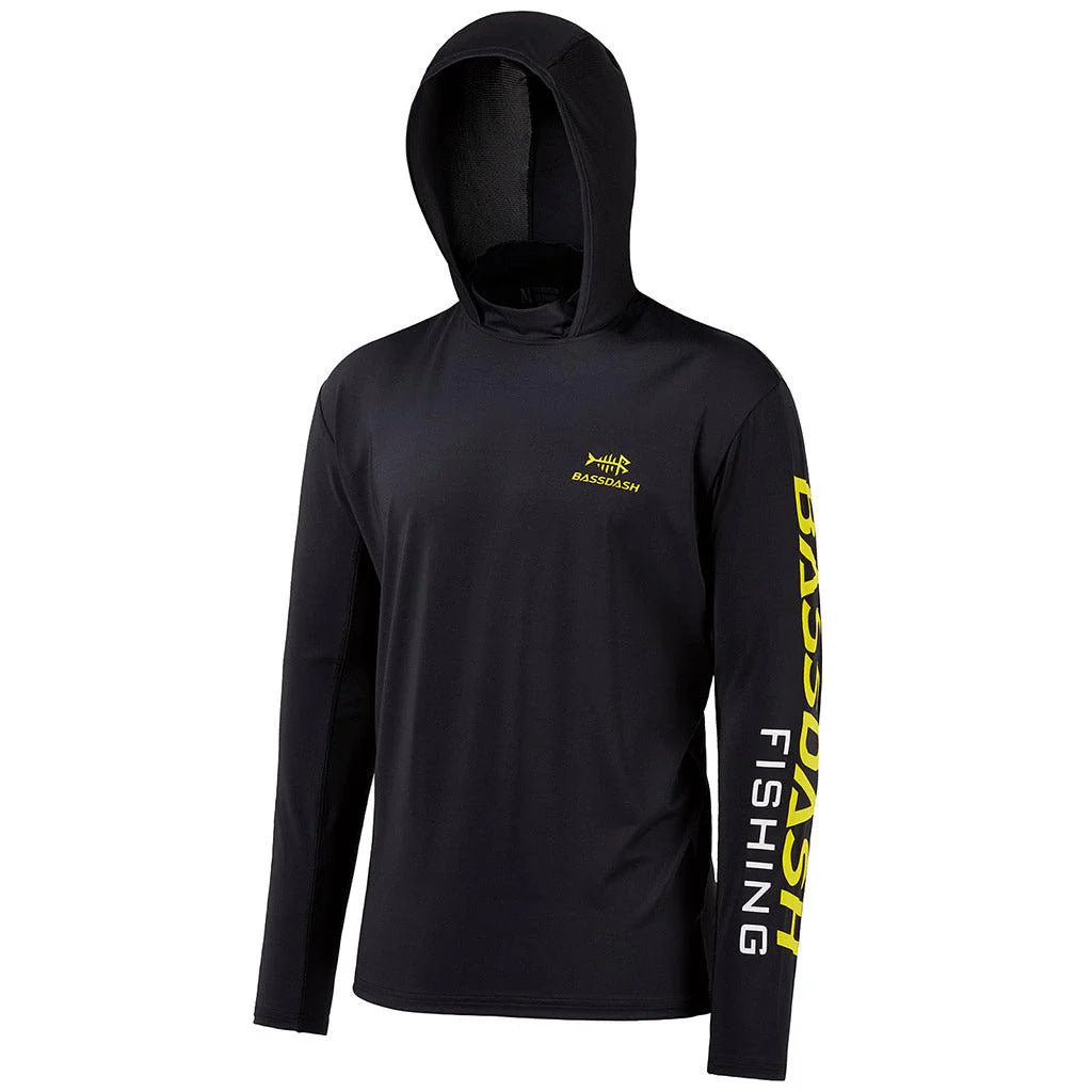 Men's long-sleeved hooded fishing shirt with UV protection