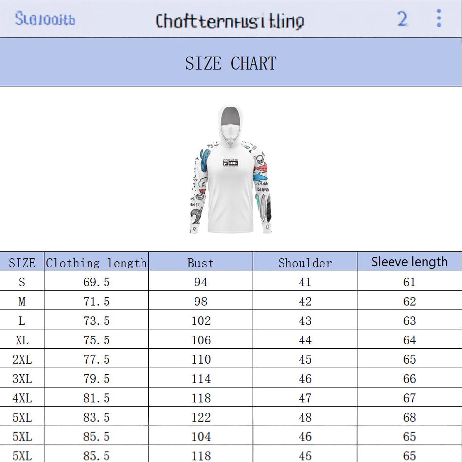 Men's long-sleeved hooded fishing shirt with UV protection