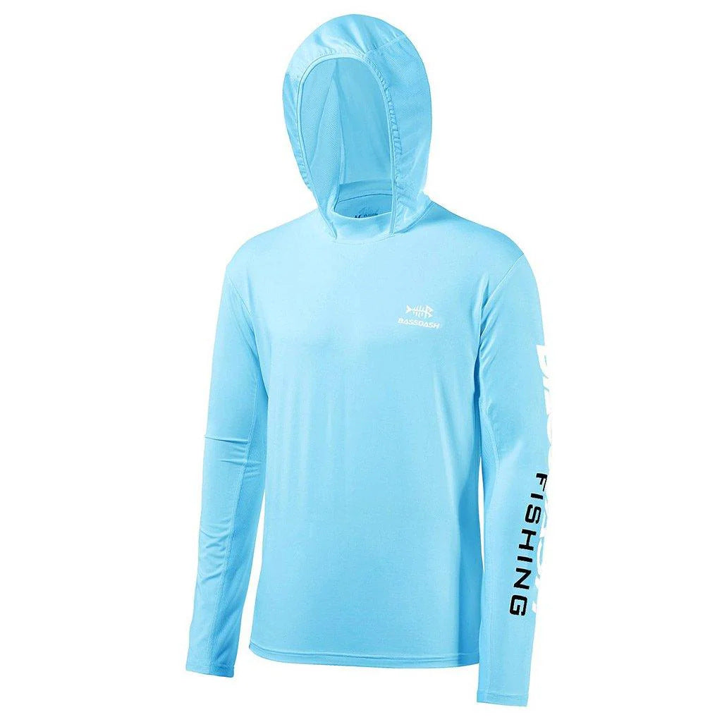 Men's long-sleeved hooded fishing shirt with UV protection