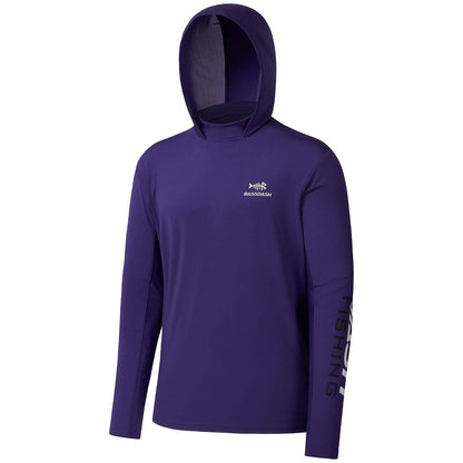 Men's long-sleeved hooded fishing shirt with UV protection