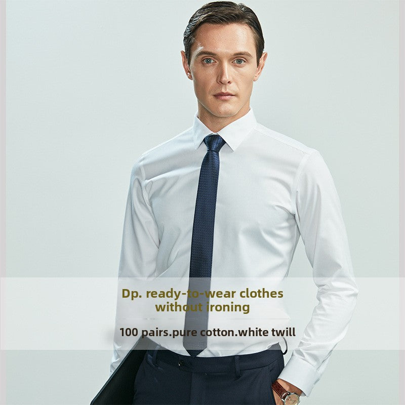 Men's long-sleeved pure cotton shirt
