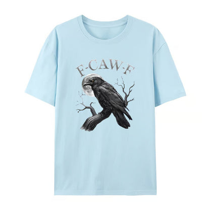 Men's Loose Fit Cotton Raven Print T-shirt