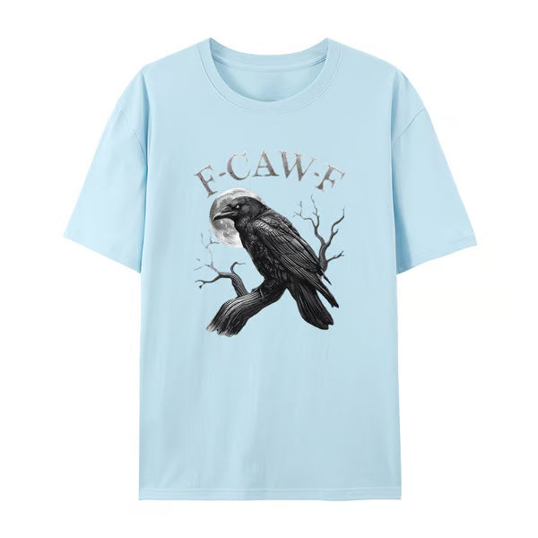 Men's Loose Fit Cotton Raven Print T-shirt