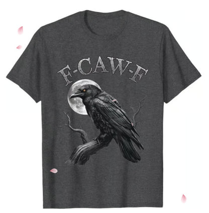Men's Loose Fit Cotton Raven Print T-shirt
