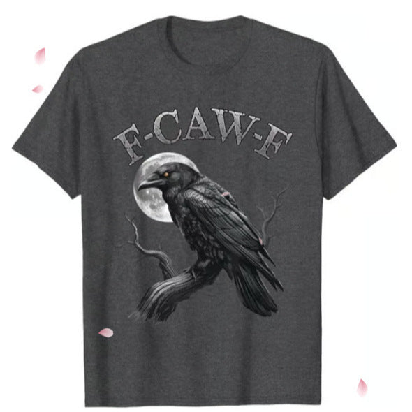 Men's Loose Fit Cotton Raven Print T-shirt