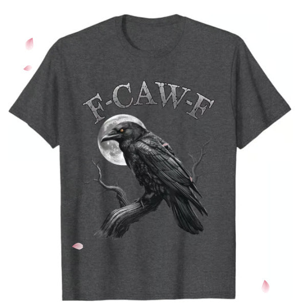 Men's Loose Fit Cotton Raven Print T-shirt