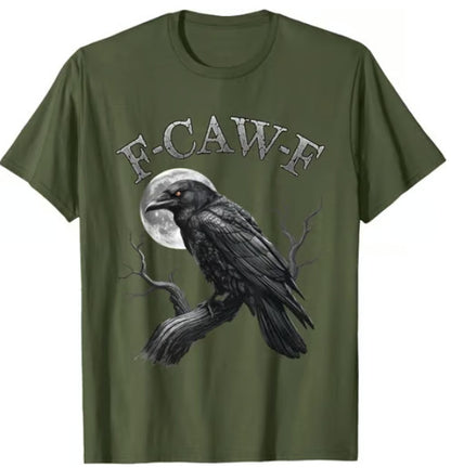 Men's Loose Fit Cotton Raven Print T-shirt