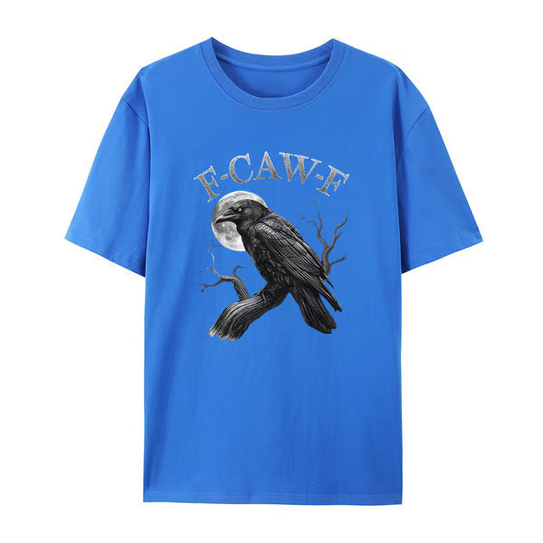 Men's Loose Fit Cotton Raven Print T-shirt