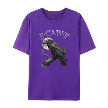 Men's Loose Fit Cotton Raven Print T-shirt