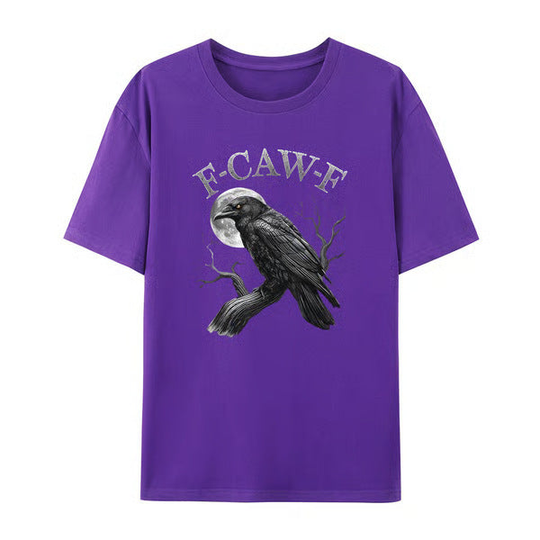 Men's Loose Fit Cotton Raven Print T-shirt