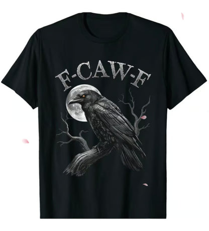 Men's Loose Fit Cotton Raven Print T-shirt