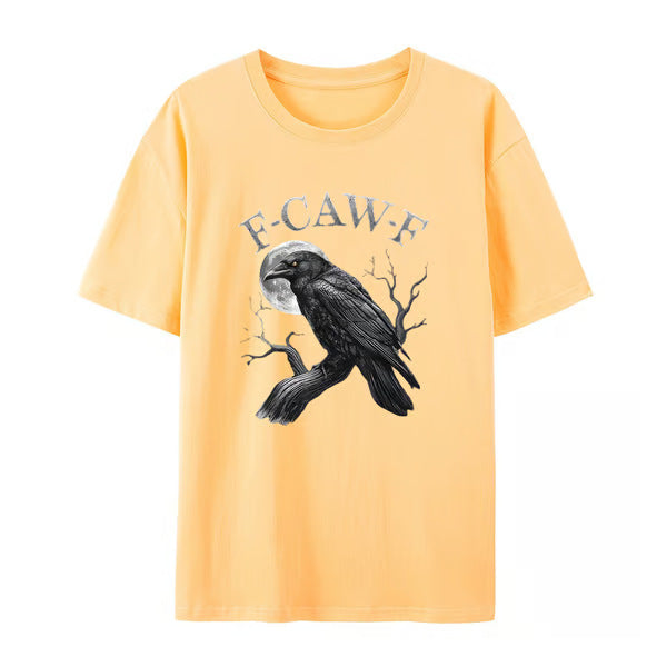 Men's Loose Fit Cotton Raven Print T-shirt