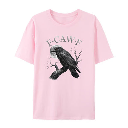 Men's Loose Fit Cotton Raven Print T-shirt