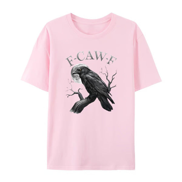 Men's Loose Fit Cotton Raven Print T-shirt