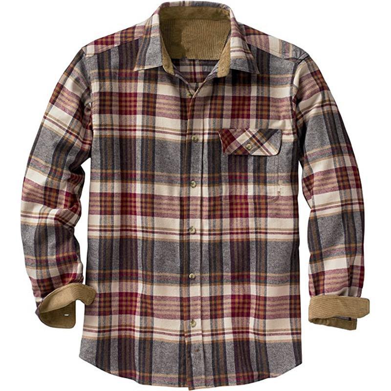 Men's Loose Fit Plaid Long Sleeve Shirt
