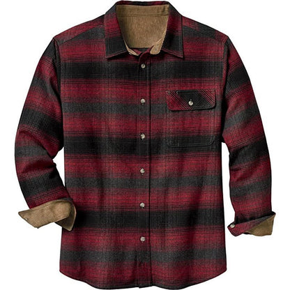 Men's Loose Fit Plaid Long Sleeve Shirt