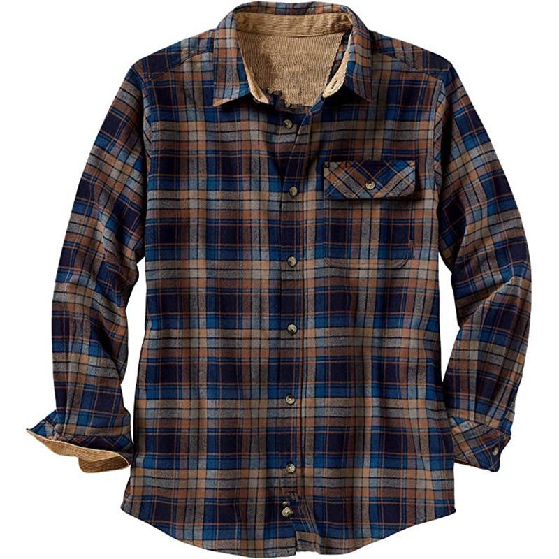 Men's Loose Fit Plaid Long Sleeve Shirt
